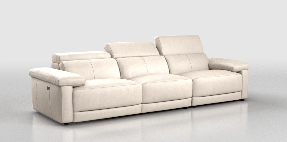 Salvarano - divano lineare grande con 2 relax elettrici